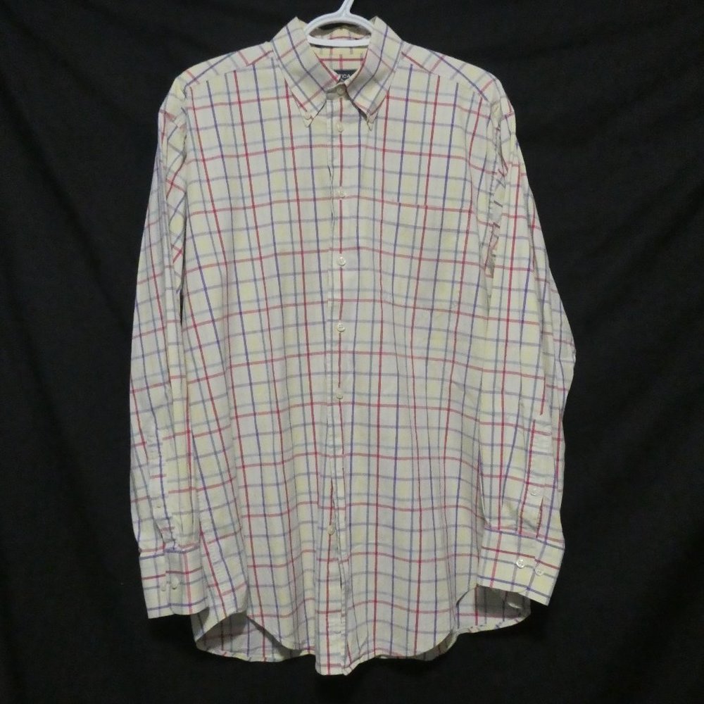 NAUTICA | Comfort Stretch | 16, 34/35 | Checkered Button Down Shirt | GUC